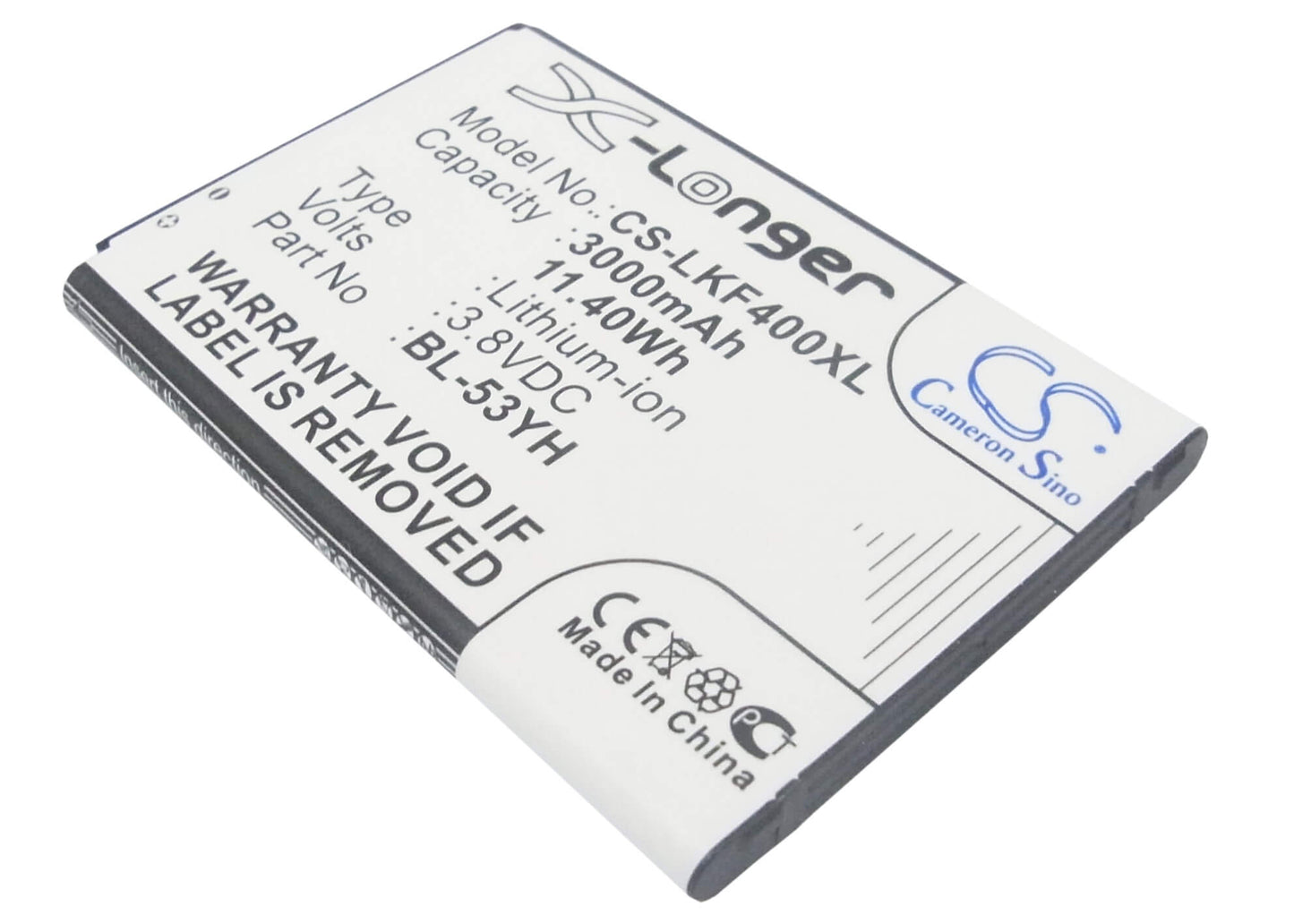 3.8V, 3000mAh, Li-ion Battery fits Lg, Aka, D690, 11.4Wh