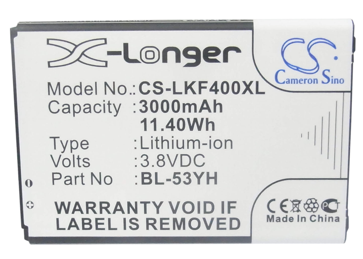 3.8V, 3000mAh, Li-ion Battery fits Lg, Aka, D690, 11.4Wh
