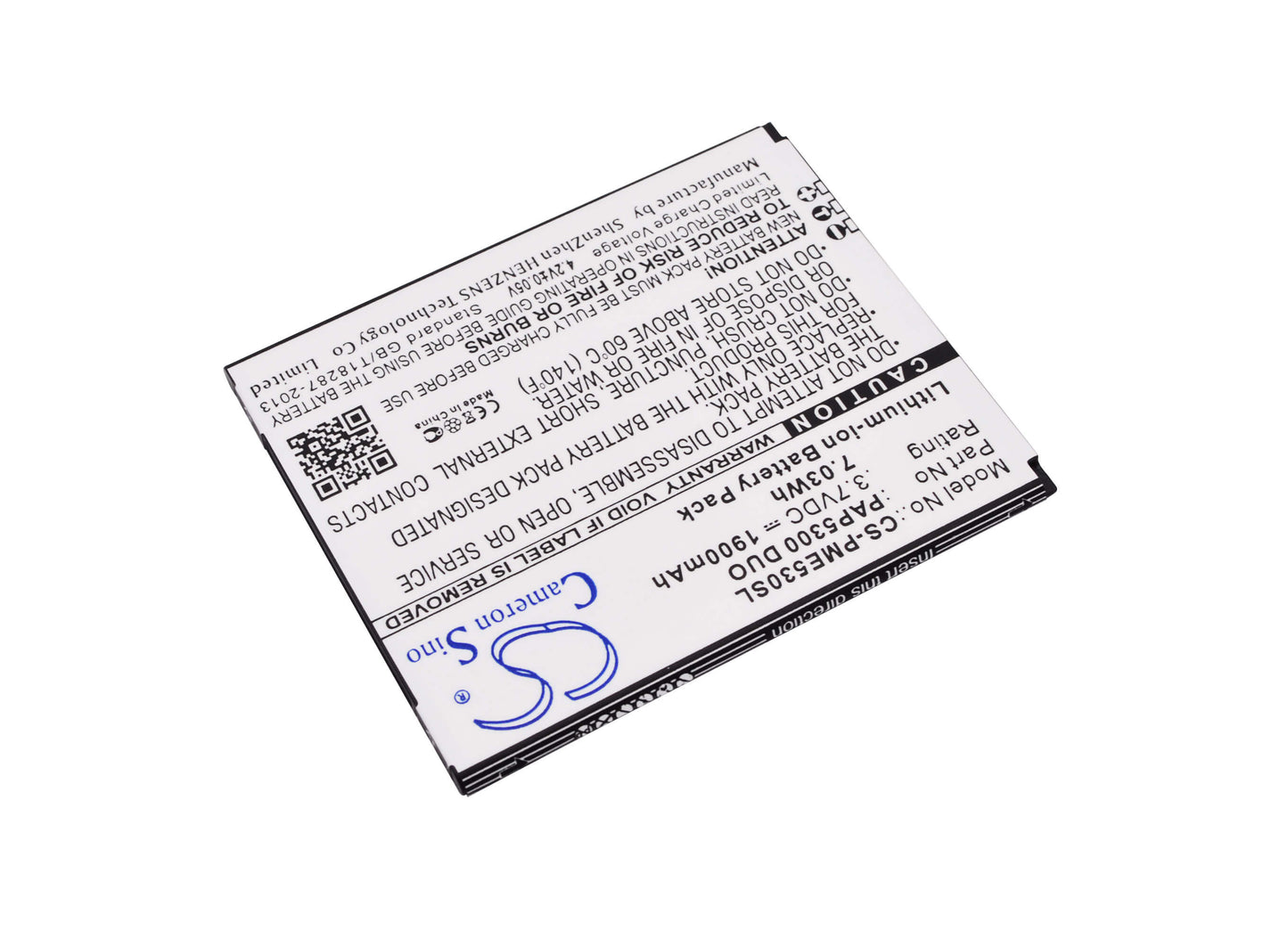 3.7V, 1900mAh, Li-ion Battery fits Prestigio, Multiphone 5300 Duo, 7.03Wh