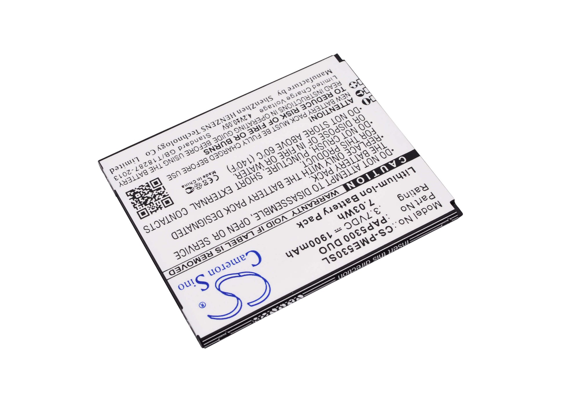 3.7V, 1900mAh, Li-ion Battery fits Prestigio, Multiphone 5300 Duo, 7.03Wh