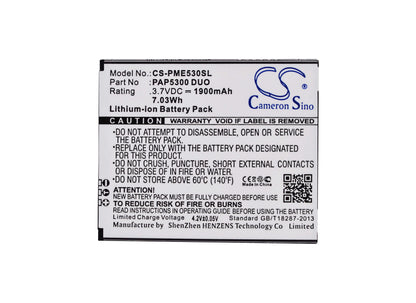 3.7V, 1900mAh, Li-ion Battery fits Prestigio, Multiphone 5300 Duo, 7.03Wh