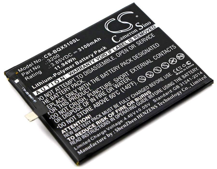 3.85V, 3100mAh, Li-Polymer Battery fits Bq, Aquaris X5 Plus, 11.935Wh