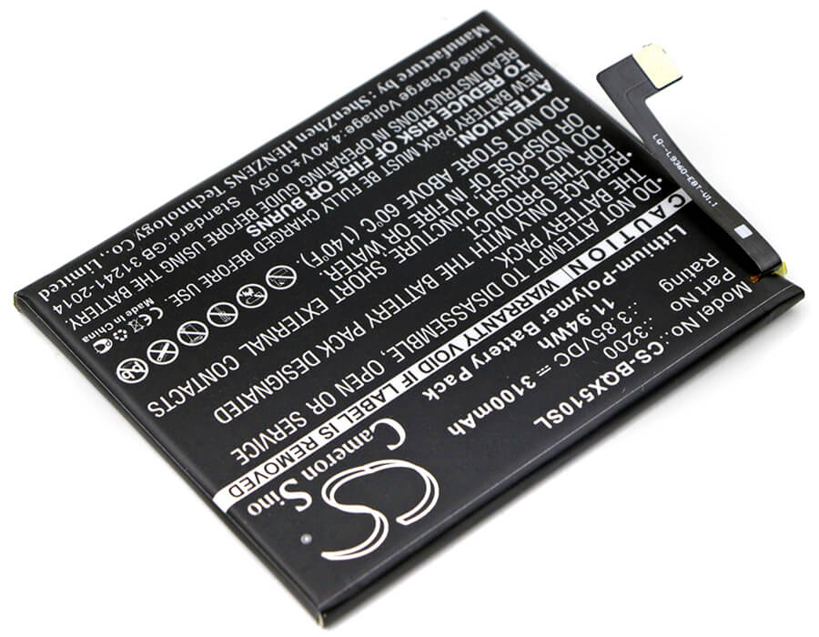 3.85V, 3100mAh, Li-Polymer Battery fits Bq, Aquaris X5 Plus, 11.935Wh