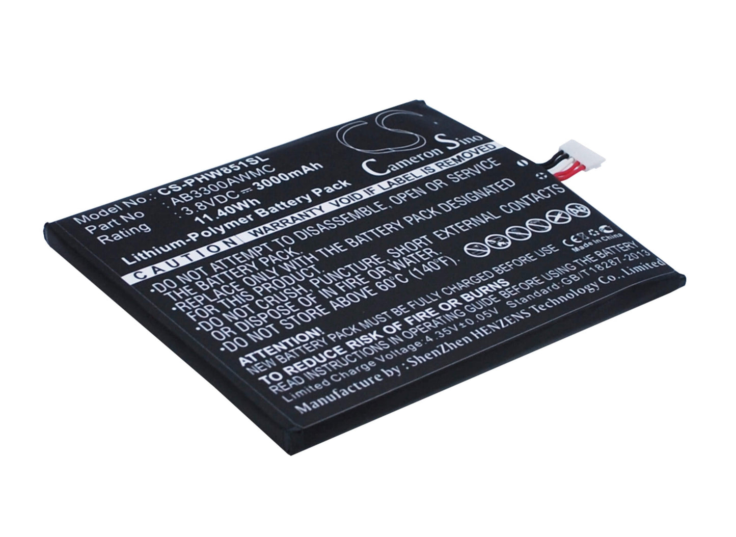 3.8V, 3000mAh, Li-Polymer Battery fits Philips, W8510, Xenium W8510, 11.4Wh