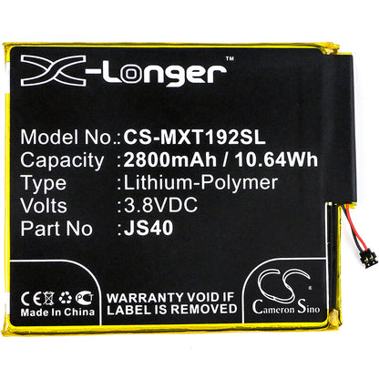 3.8V, 2800mAh, Li-Polymer Battery fits Motorola, Moto Z3, Moto Z3 Dual Sim, 10.64Wh