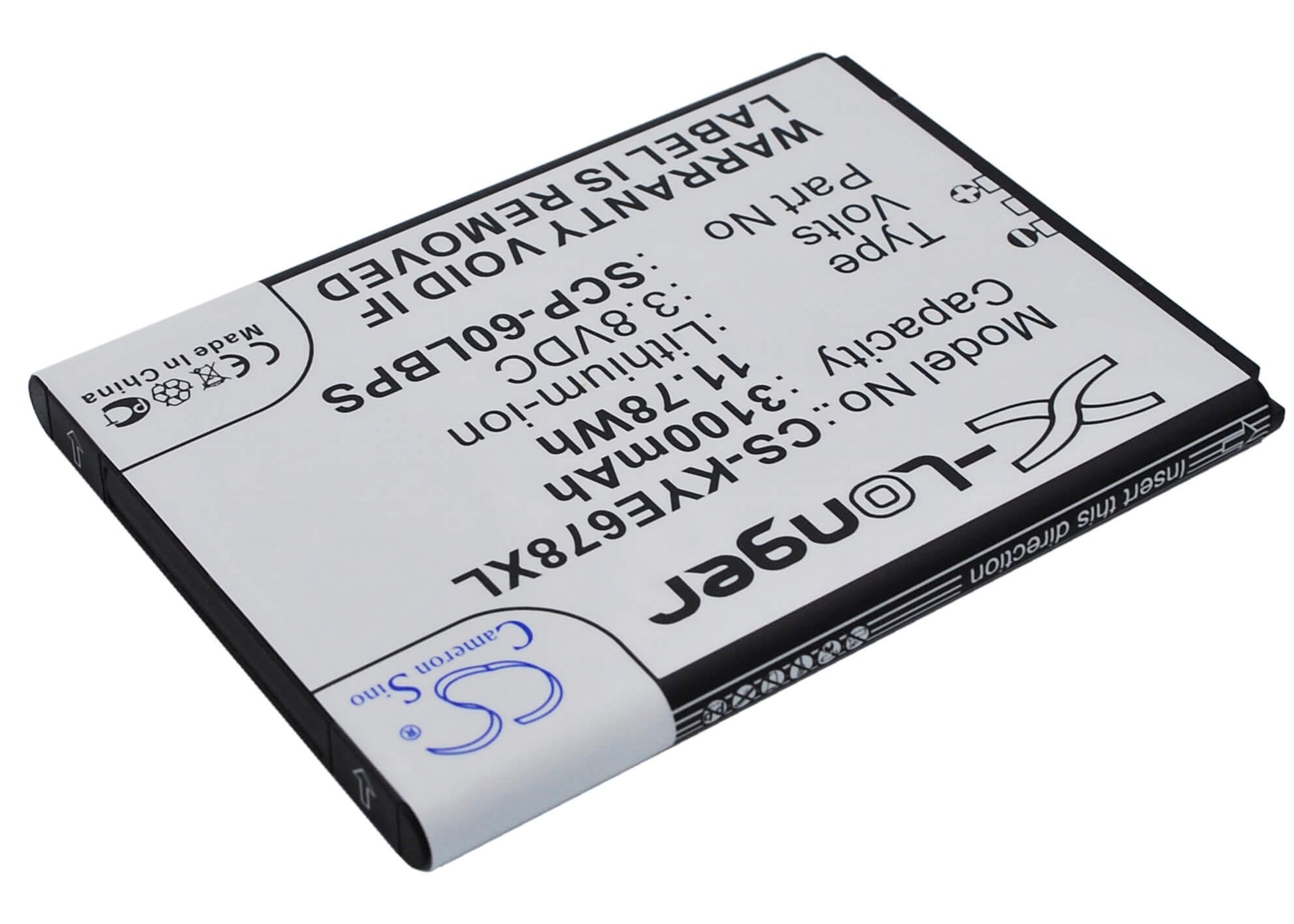 3.8V, 3100mAh, Li-ion Battery fits Kyocera, Brigadier, Duraforce, 11.78Wh