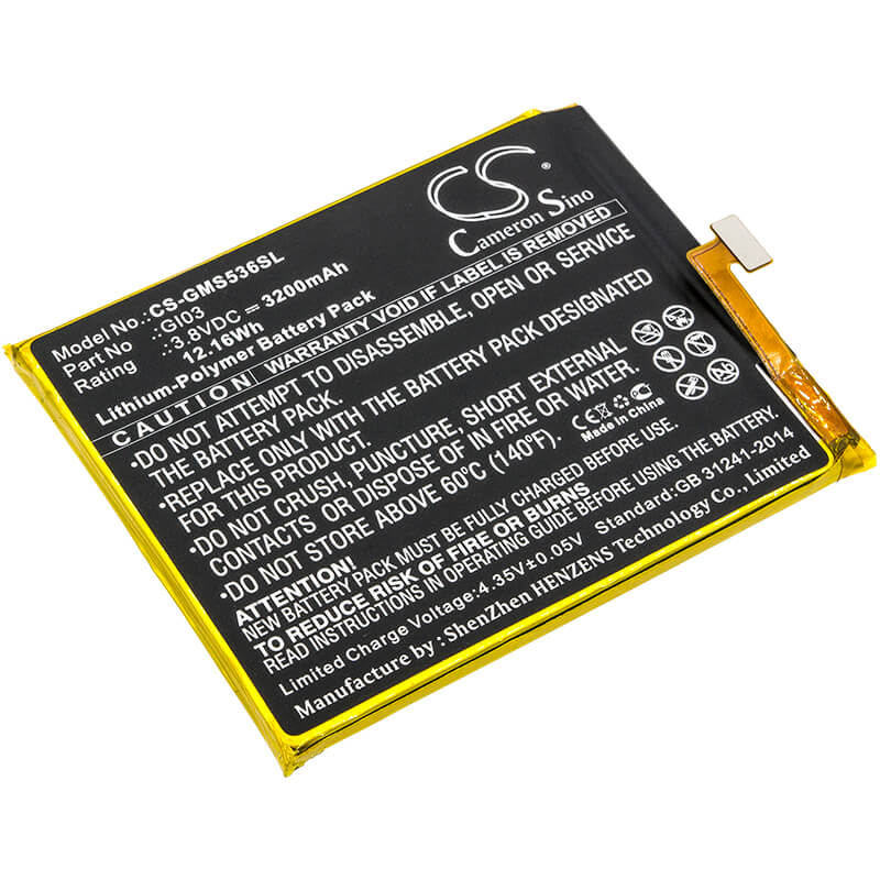 3.8V, 3200mAh, Li-Polymer Battery fits Gigaset, Gs53-6, Me Pure, 12.16Wh