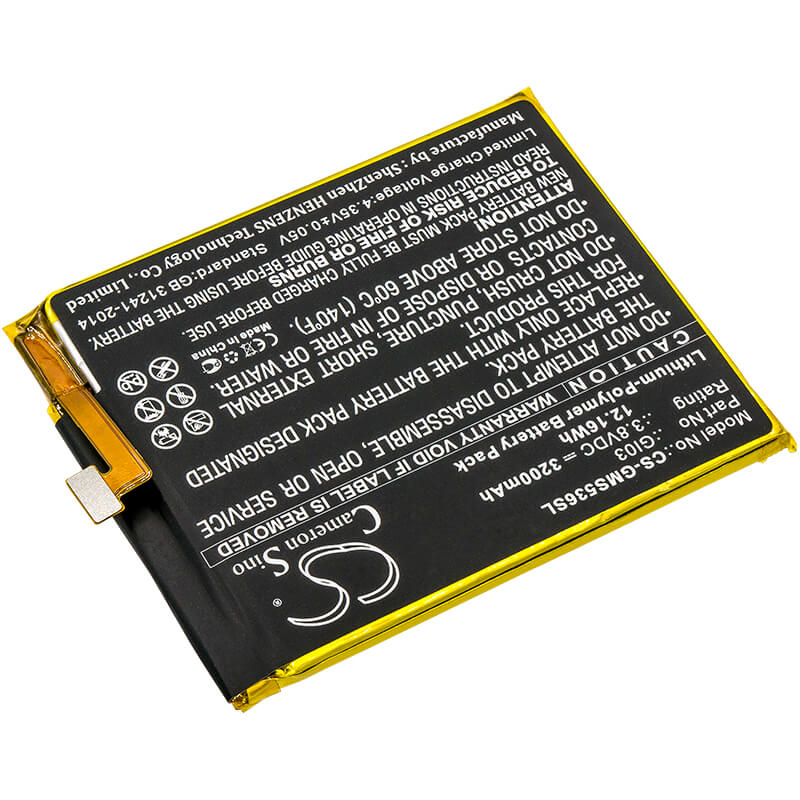 3.8V, 3200mAh, Li-Polymer Battery fits Gigaset, Gs53-6, Me Pure, 12.16Wh