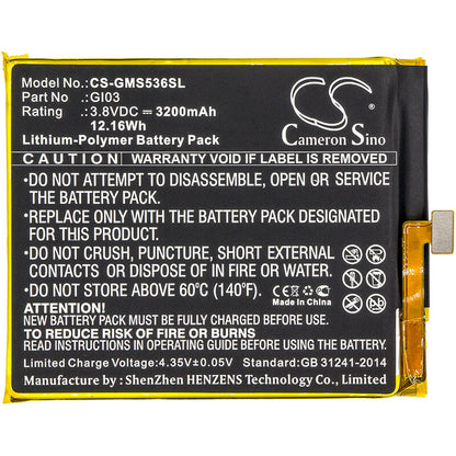 3.8V, 3200mAh, Li-Polymer Battery fits Gigaset, Gs53-6, Me Pure, 12.16Wh