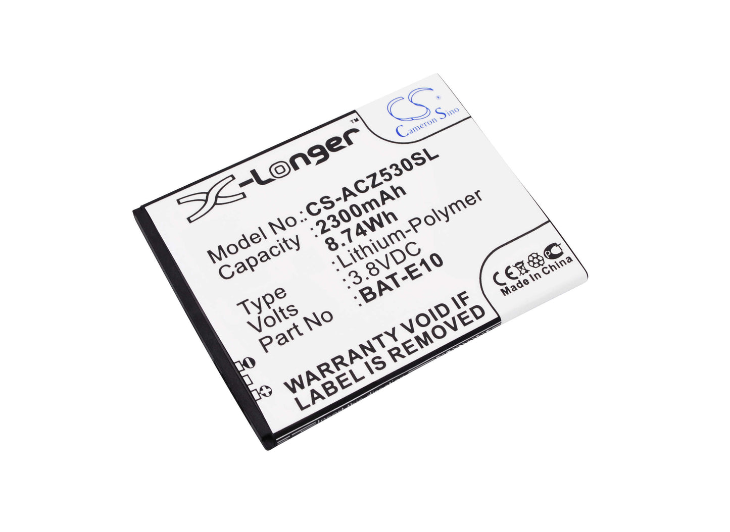 3.8V, 2300mAh, Li-Polymer Battery fits Acer, Liquid Z530, Liquid Z530s, 8.74Wh