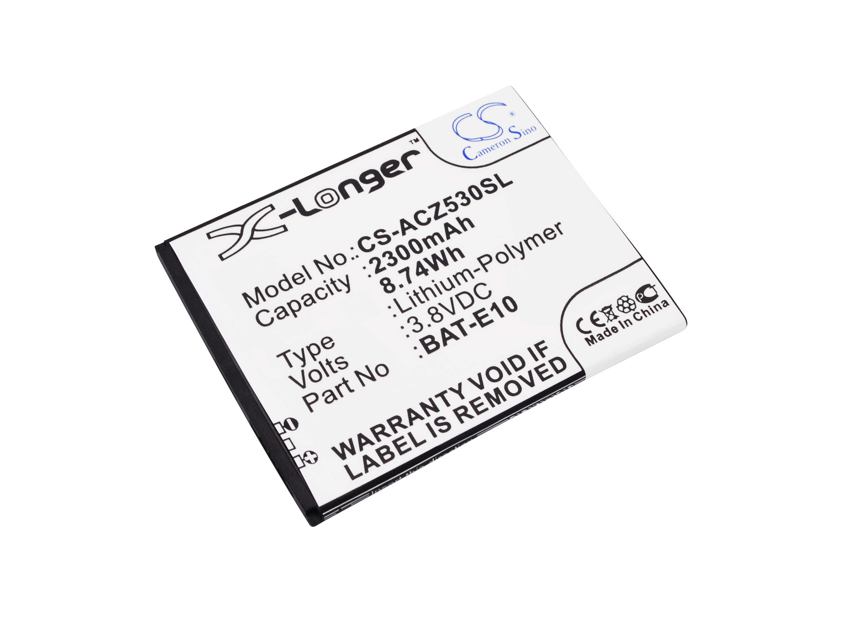 3.8V, 2300mAh, Li-Polymer Battery fits Acer, Liquid Z530, Liquid Z530s, 8.74Wh