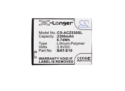 3.8V, 2300mAh, Li-Polymer Battery fits Acer, Liquid Z530, Liquid Z530s, 8.74Wh
