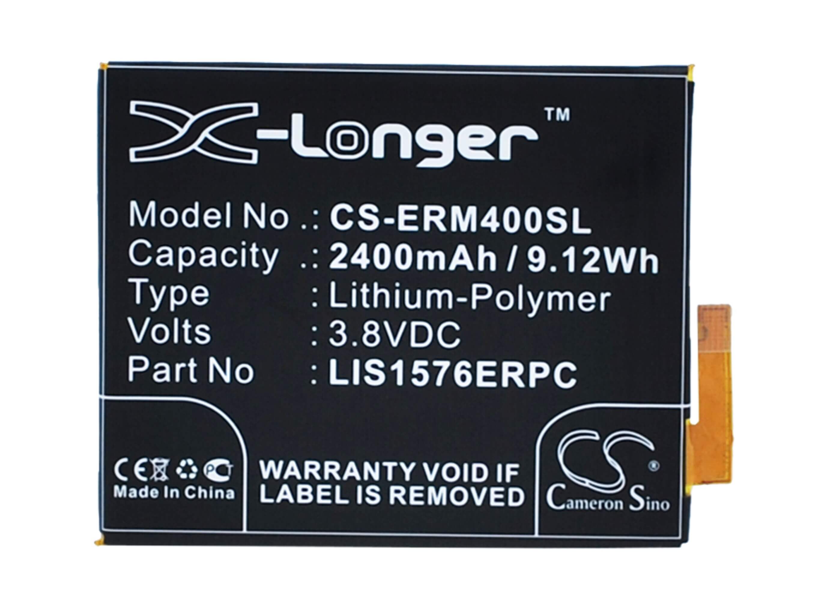 3.8V, 2400mAh, Li-Polymer Battery fits Sony Ericsson, E2303, E2306, 9.12Wh