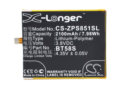 3.8V, 2100mAh, Li-Polymer Battery fits Zopo, 8510, Zp1000, 7.98Wh