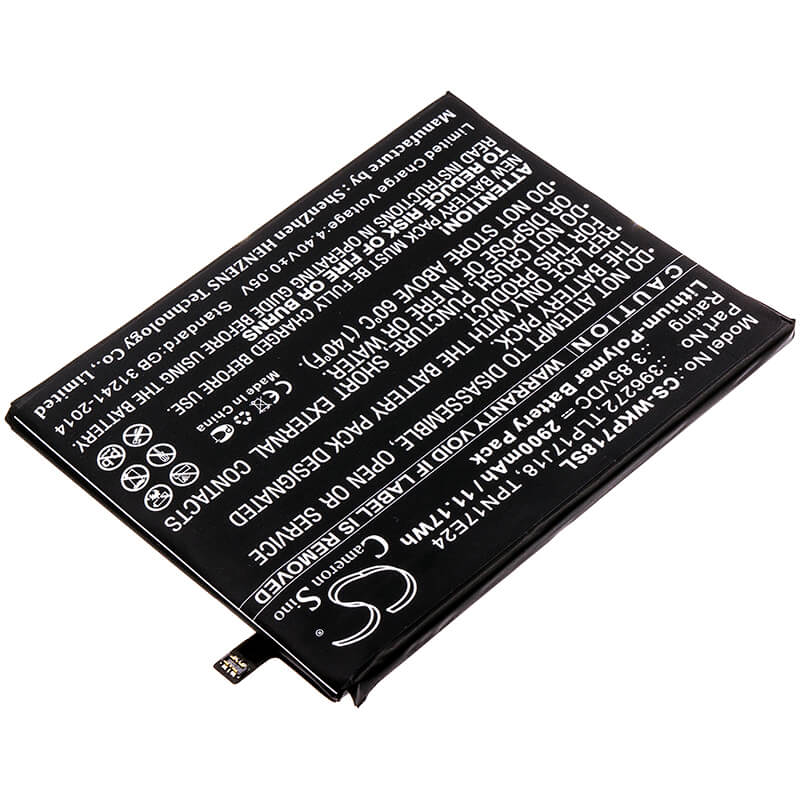 3.85V, 2900mAh, Li-Polymer Battery fits Bq, Strike Selfie Max, 11.165Wh