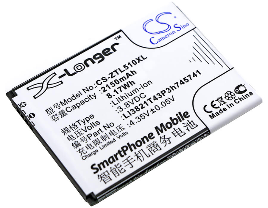 3.8V, 2150mAh, Li-ion Battery fits Zte, Blade L5, Blade L5 Plus, 8.17Wh