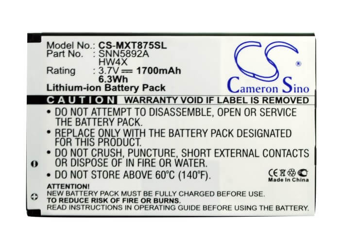 3.7V, 1700mAh, Li-ion Battery fits Motorola, Atrix 2, Droid Bionic, 6.29Wh