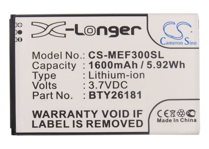 3.7V, 1600mAh, Li-ion Battery fits Mobistel, Cynus F3, Mt-7511, 5.92Wh
