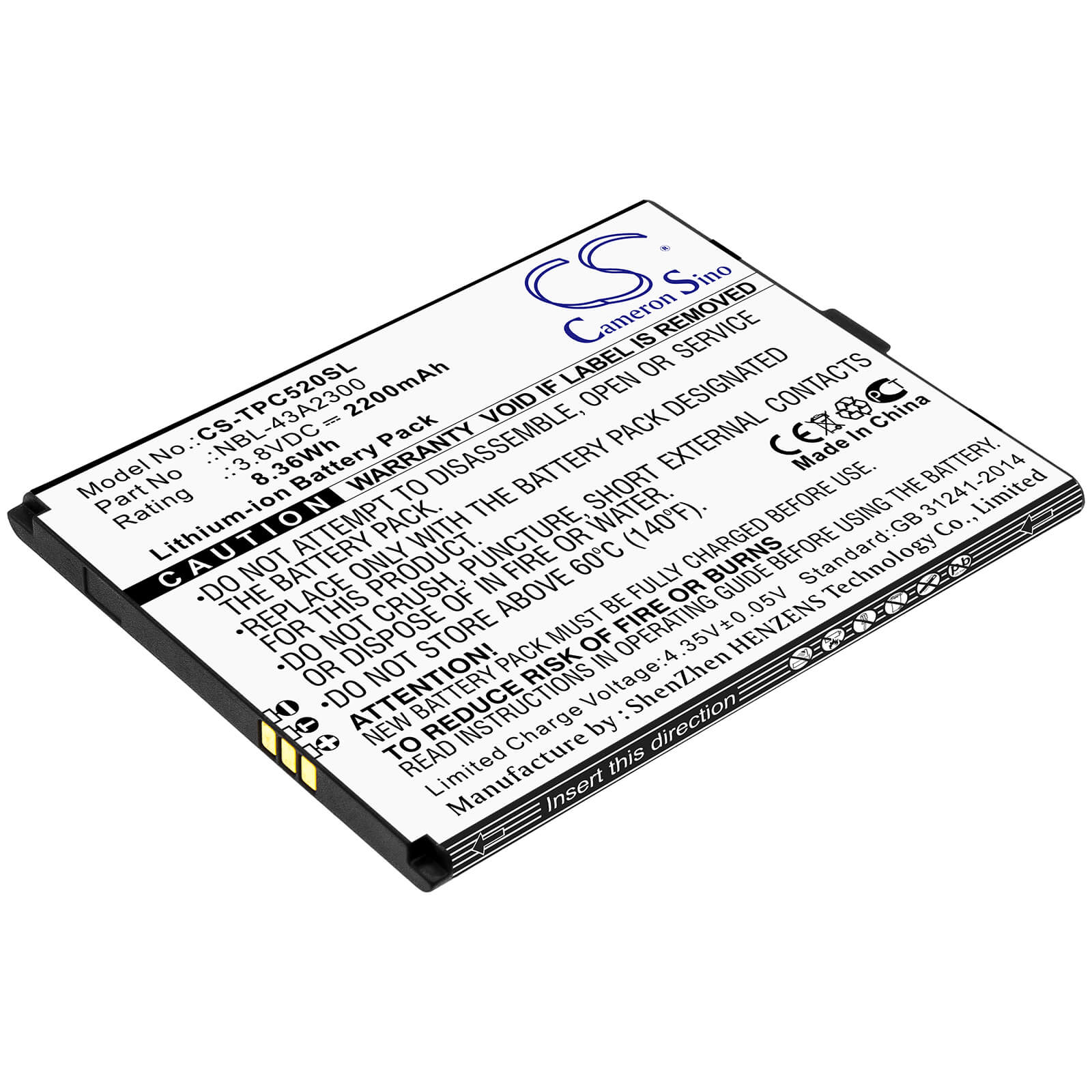 3.8V, 2200mAh, Li-ion Battery fits Tp-link, Neffos C5a, Neffos C5a Dual Sim, 8.36Wh