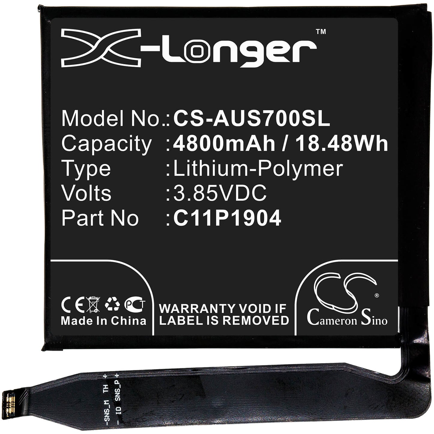 3.85V, 4800mAh, Li-Polymer Battery fits Asus, Zenfone 7, Zenfone 7 Pro, 18.48Wh