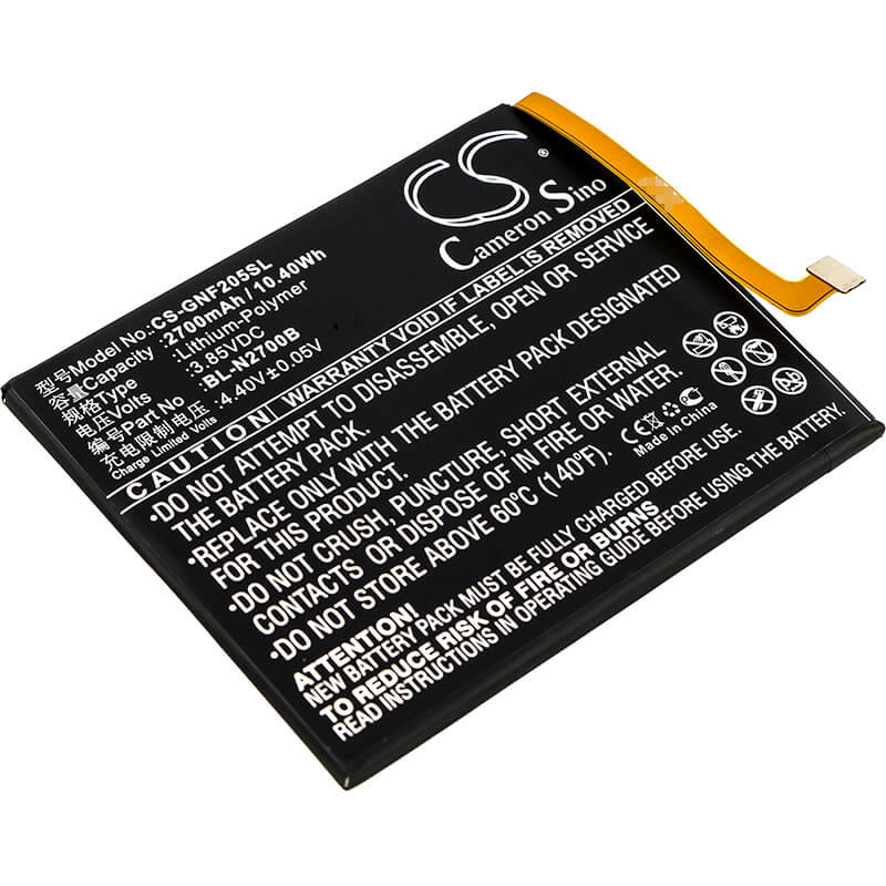 3.85V, 2700mAh, Li-Polymer Battery fits Gionee, F205, F205l, 10.395Wh
