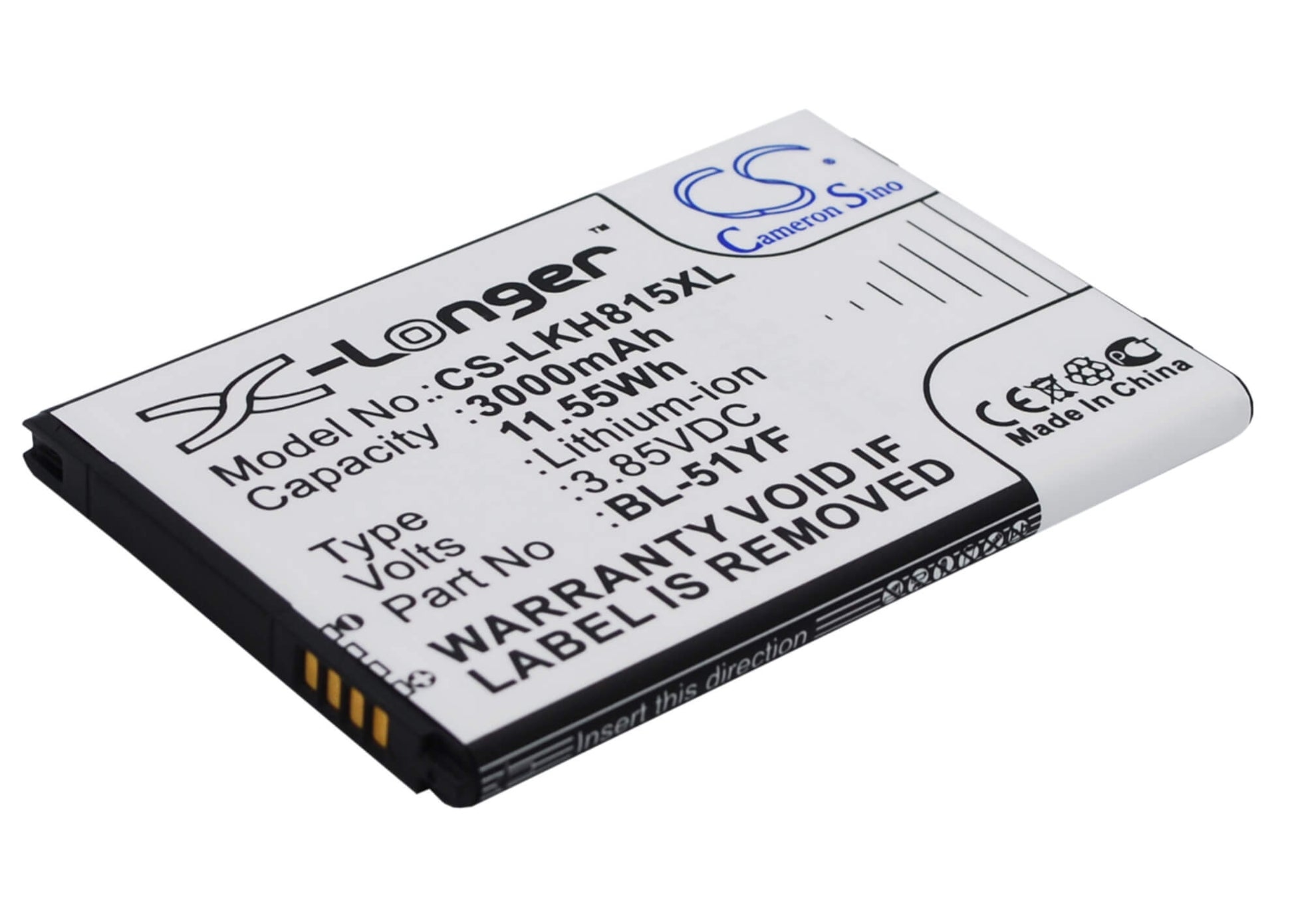 3.85V, 3000mAh, Li-ion Battery fits Lg, Ds1402, G Stylo, 11.55Wh
