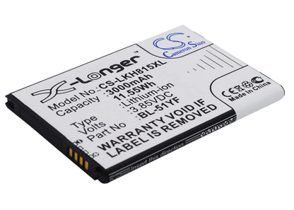 3.85V, 3000mAh, Li-ion Battery fits Lg, Ds1402, G Stylo, 11.55Wh