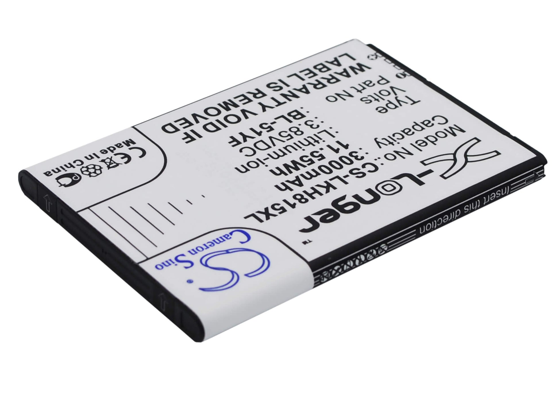 3.85V, 3000mAh, Li-ion Battery fits Lg, Ds1402, G Stylo, 11.55Wh