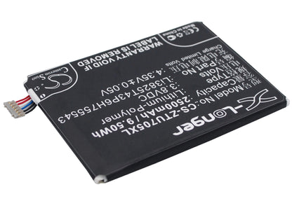 3.8V, 2500mAh, Li-Polymer Battery fits Zte, Grand Sii, Q705u, 9.5Wh