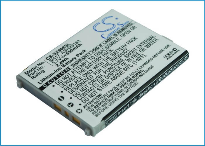 3.7V, 650mAh, Li-ion Battery fits Sharp, 906h, 906i, 2.405Wh