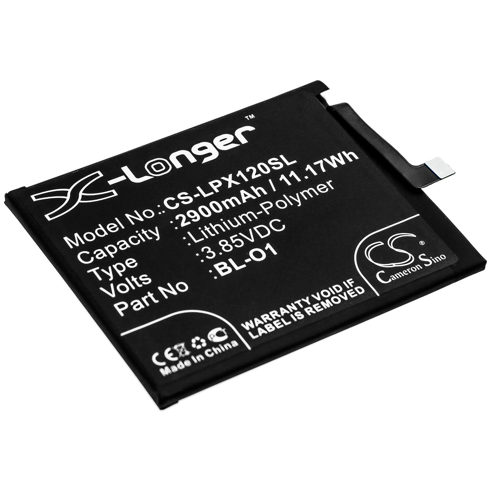 3.85V, 2900mAh, Li-Polymer Battery fits Lg, K20 2019, K8 Plus, 11.165Wh