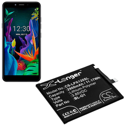 3.85V, 2900mAh, Li-Polymer Battery fits Lg, K20 2019, K8 Plus, 11.165Wh