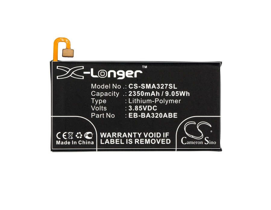 3.85V, 2350mAh, Li-Polymer Battery fits Samsung, Galaxy A3 2017, Galaxy A3 2017 4g, 9.0475Wh