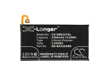3.85V, 2350mAh, Li-Polymer Battery fits Samsung, Galaxy A3 2017, Galaxy A3 2017 4g, 9.0475Wh