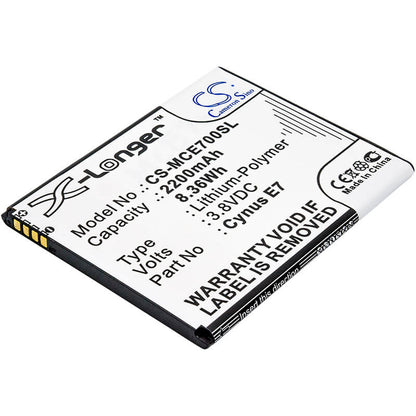 3.8V, 2200mAh, Li-Polymer Battery fits Mobistel, Cynus E7, 8.36Wh