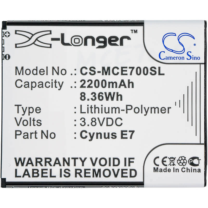 3.8V, 2200mAh, Li-Polymer Battery fits Mobistel, Cynus E7, 8.36Wh