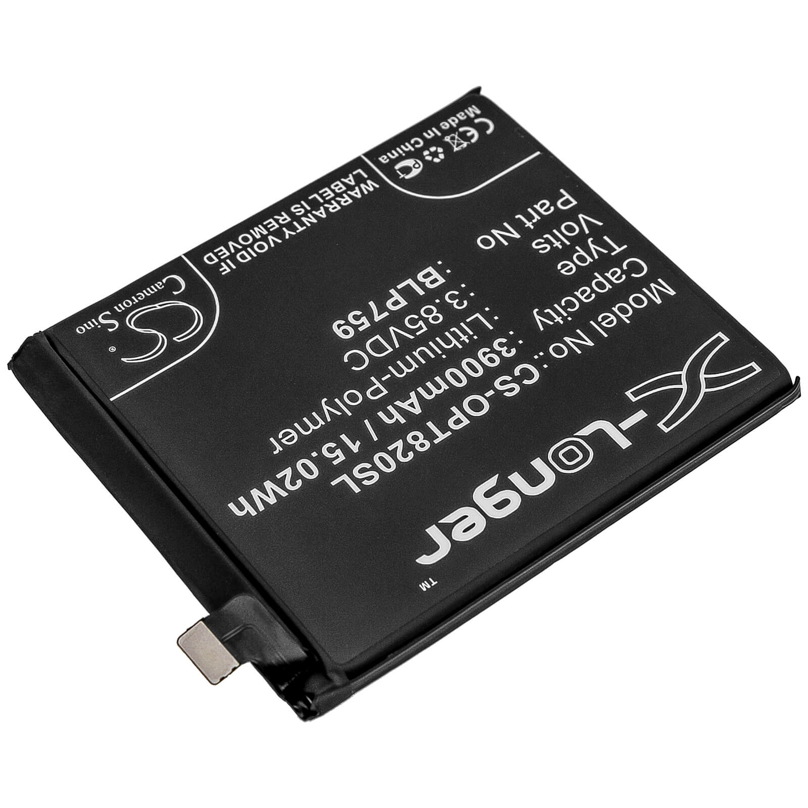 3.85V, 3900mAh, Li-Polymer Battery fits Oneplus, 8 Pro, 8 Pro 5g, 15.015Wh