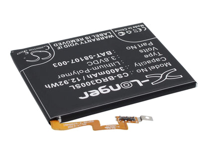 3.8V, 3400mAh, Li-Polymer Battery fits Blackberry, Passport, Passport 4g, 12.92Wh