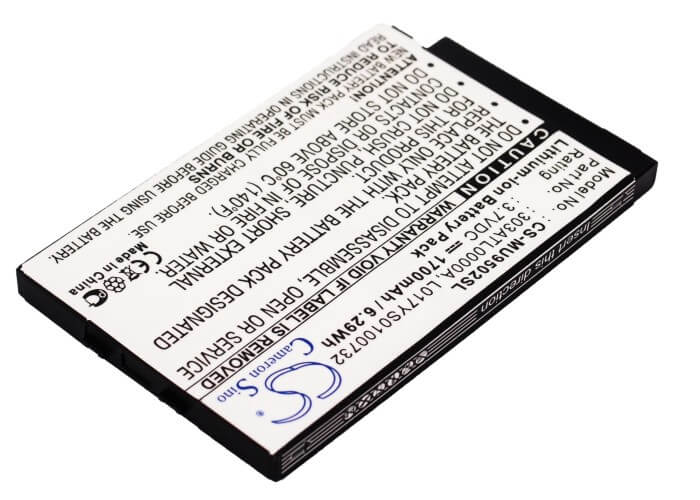 3.7V, 1700mAh, Li-Polymer Battery fits I-mate, Ultimate 9502, 6.29Wh