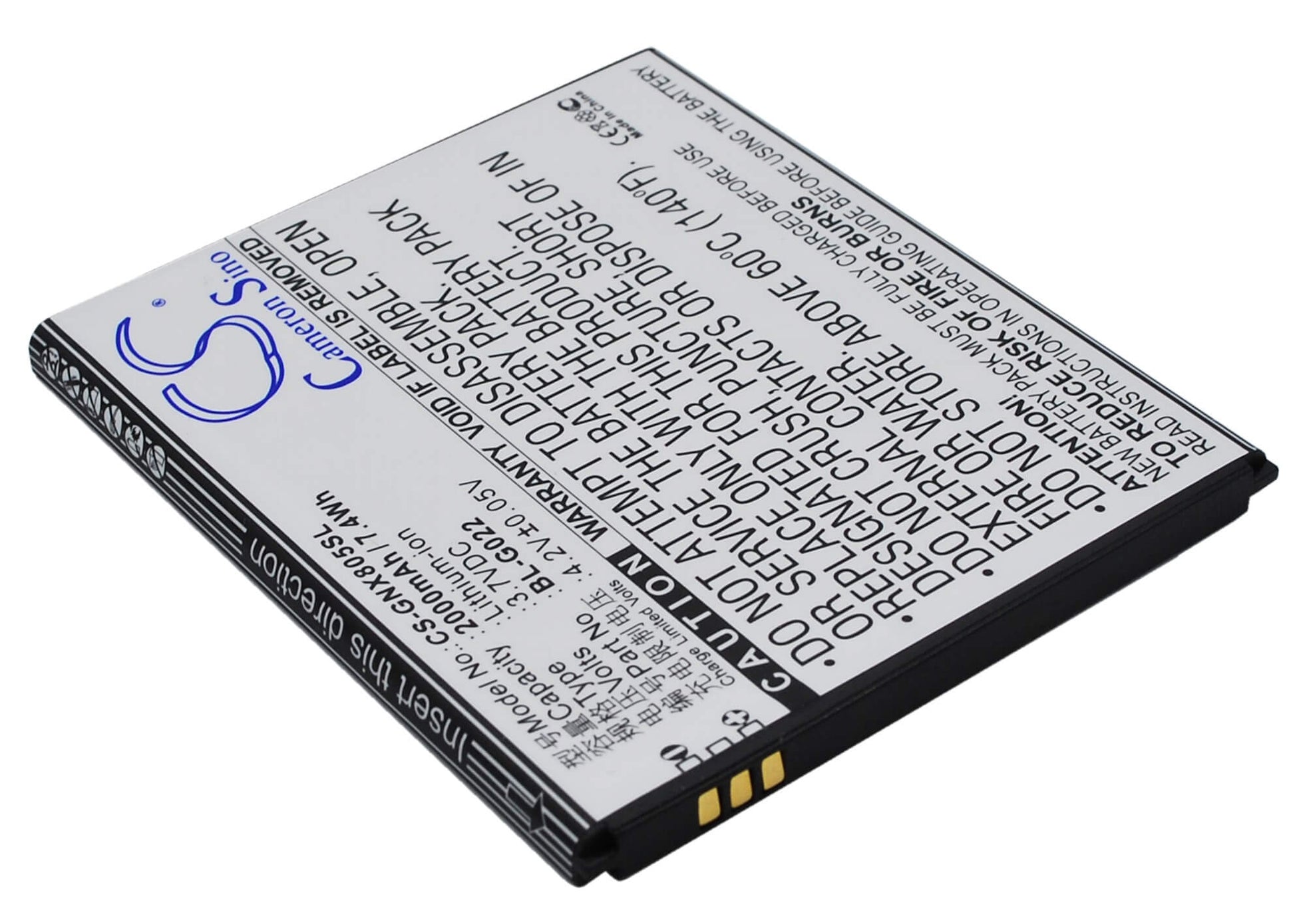 3.7V, 2000mAh, Li-ion Battery fits Gionee, X805, 7.4Wh