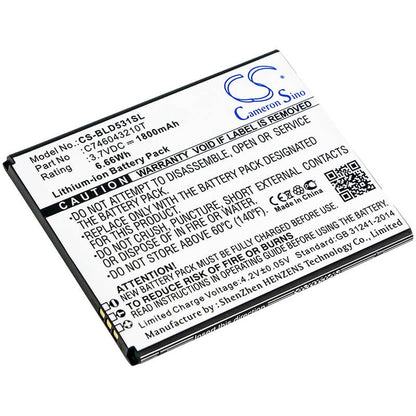 3.7V, 1800mAh, Li-ion Battery fits Blu, D530k, D531k, 6.66Wh