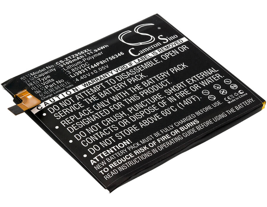 3.85V, 3100mAh, Li-Polymer Battery fits Zte, A2017u, A2017u Dual Sim Lte-a, 11.935Wh