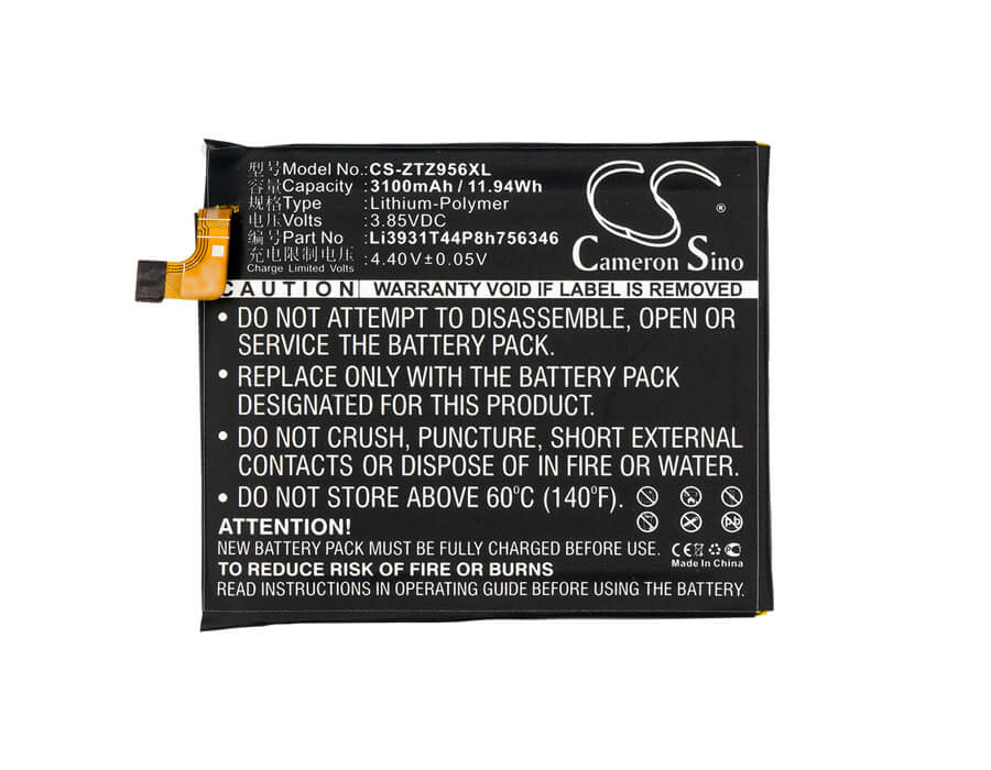 3.85V, 3100mAh, Li-Polymer Battery fits At&t, Blade Spark, Z971, 11.935Wh