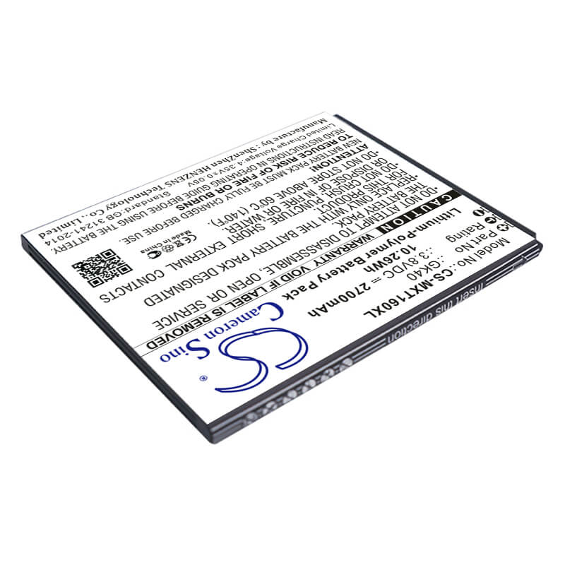 3.8V, 2700mAh, Li-Polymer Battery fits Motorola, Cedric, Moto E3, 10.26Wh
