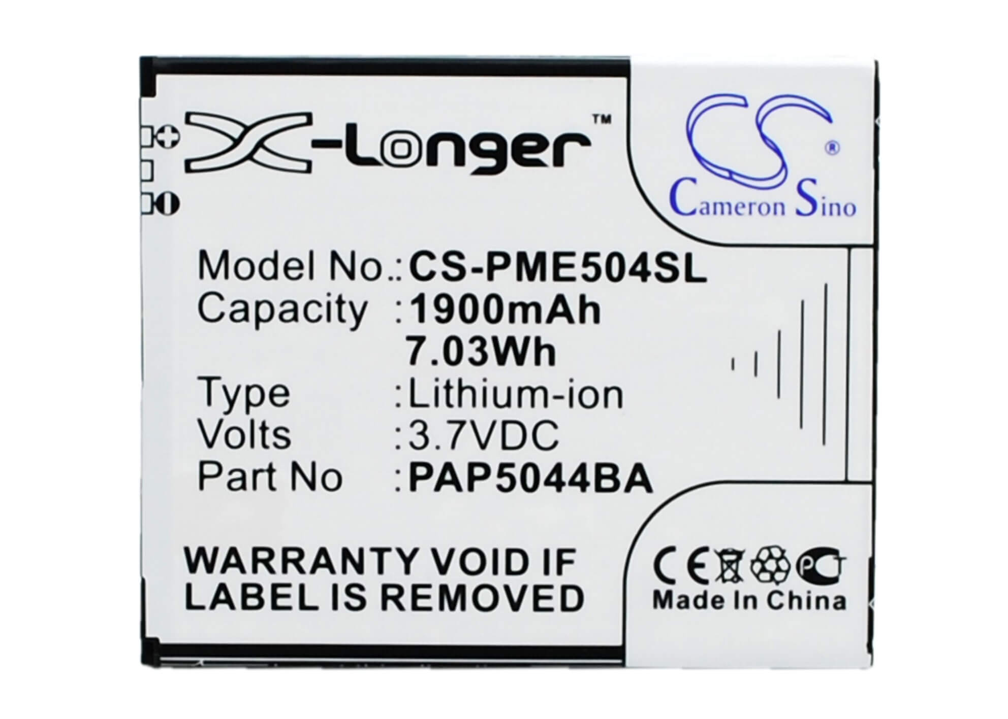 3.7V, 1900mAh, Li-ion Battery fits Prestigio, Multiphone 5044 Duo, Pap5044 Duo, 7.03Wh