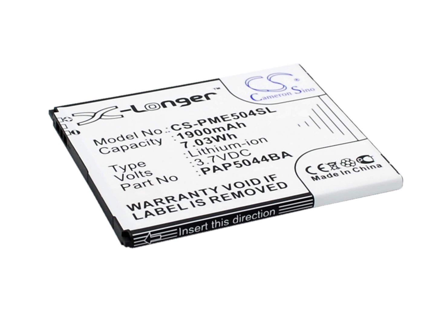 3.7V, 1900mAh, Li-ion Battery fits Prestigio, Multiphone 5044 Duo, Pap5044 Duo, 7.03Wh