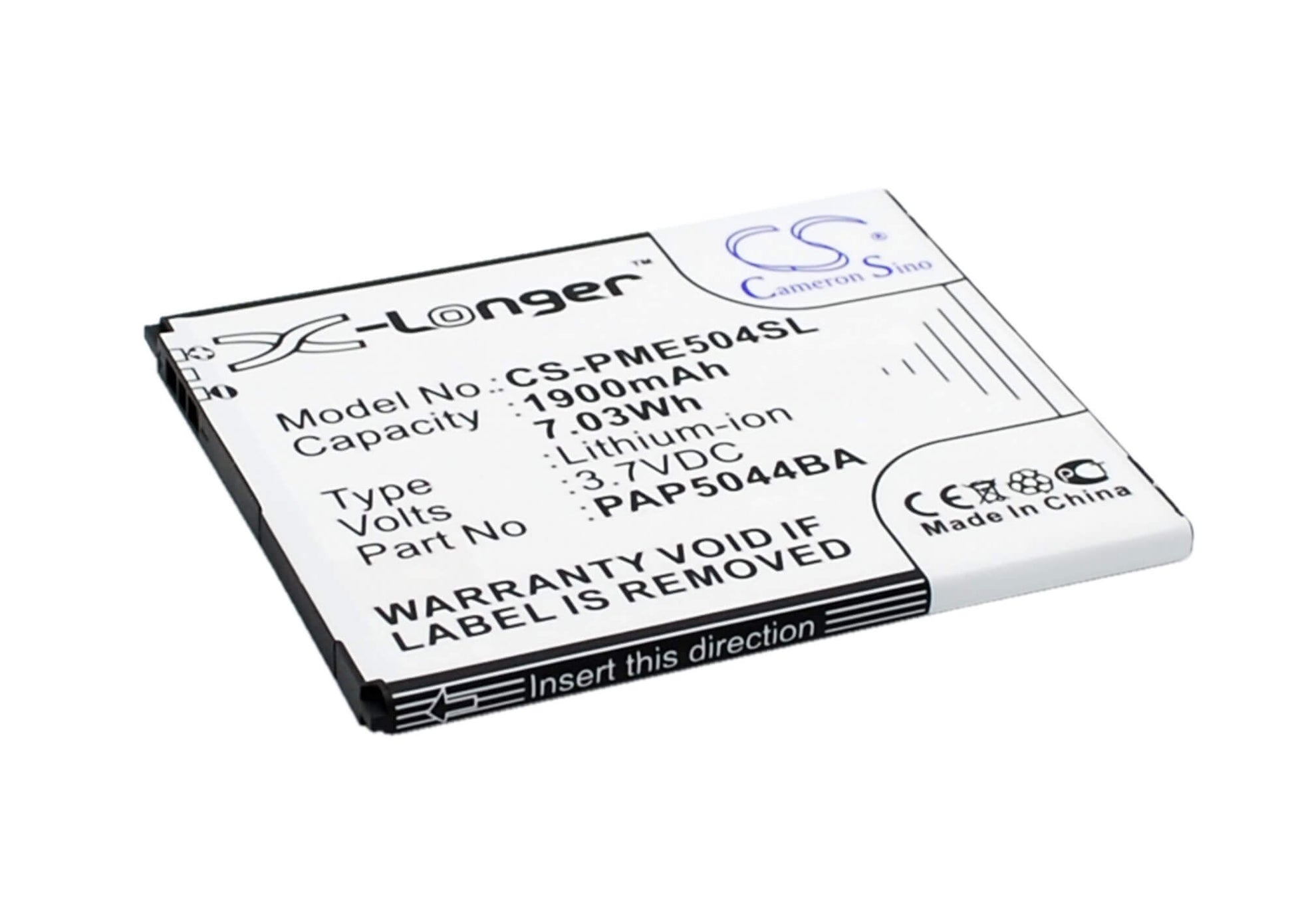 3.7V, 1900mAh, Li-ion Battery fits Prestigio, Multiphone 5044 Duo, Pap5044 Duo, 7.03Wh