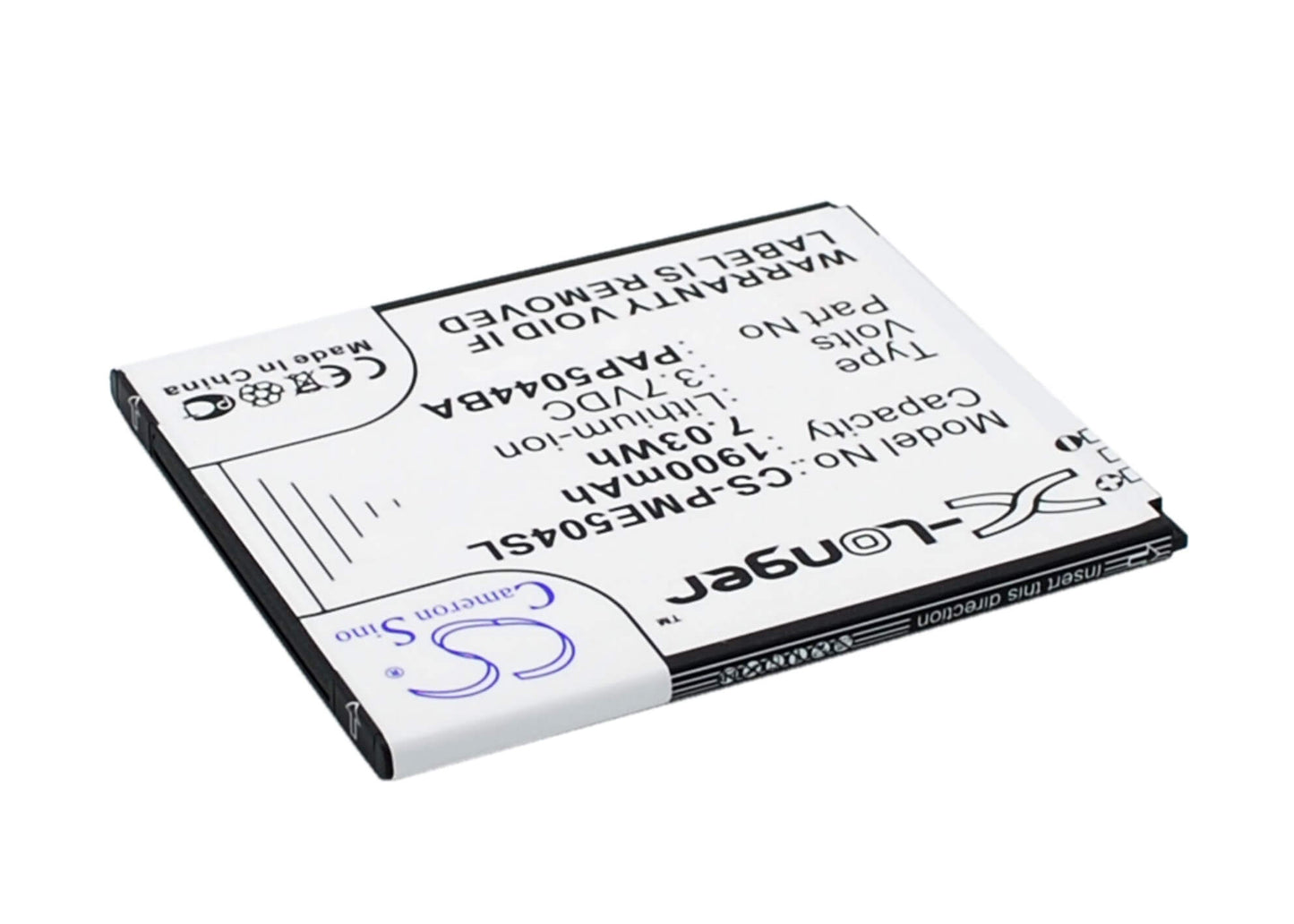 3.7V, 1900mAh, Li-ion Battery fits Prestigio, Multiphone 5044 Duo, Pap5044 Duo, 7.03Wh
