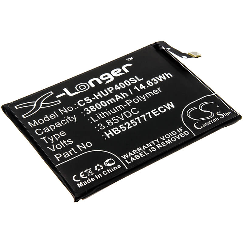 3.85V, 3800mAh, Li-Polymer Battery fits Huawei, Ana-an00, Ana-tn00, 14.63Wh