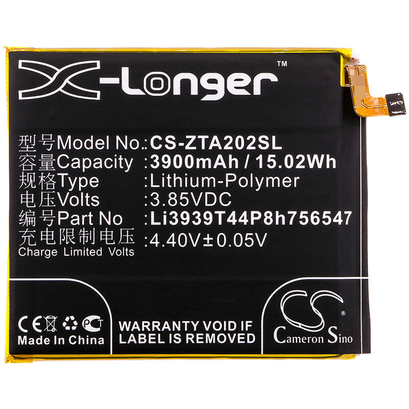 3.85V, 3900mAh, Li-Polymer Battery fits Zte, A2020, A2020n2, 15.015Wh